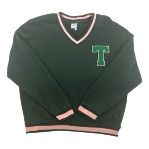 💎4 for $25💎 NWOT Simons Green and Pink Oversized V-Neck Sweatshirt S